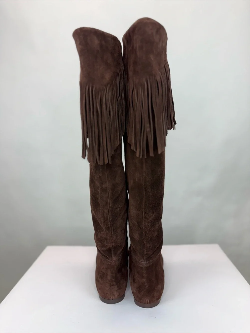 New Polo Ralph Lauren Fringe-Trim Suede Boot Knee High Sz 7